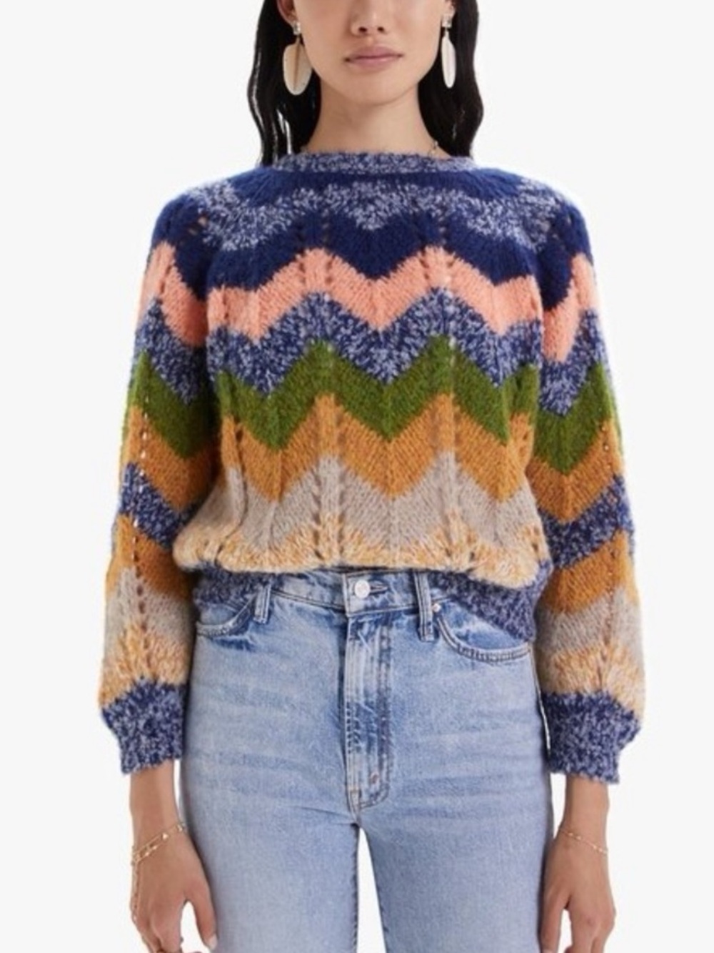 ⭐️MOTHER The Boat Square Jumper Sweater in No Cutting Corners Zig Zag⭐️